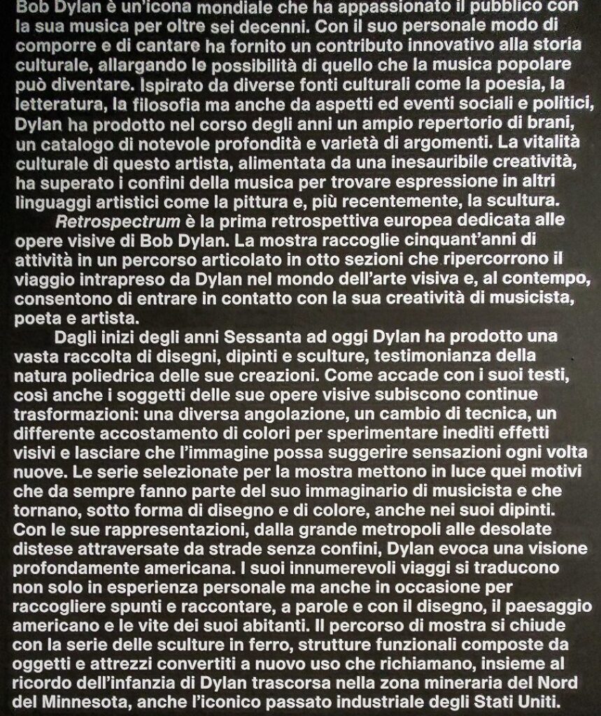 Bob Dylan, cartello mostra Retrospectrum