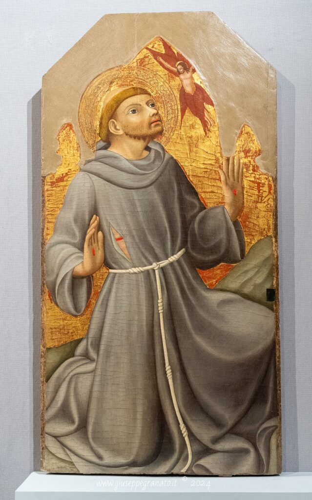 'Maestro dell'Osservanza', "San Francesco stimmatizzato", 1430-1440, tempera e oro su tavola. Siena Pinacoteca Nazionale.